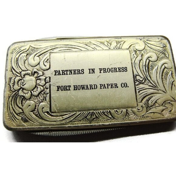 Partners Progress Fort Howard Paper Co Knife File Money Clip Stainless Steel Vtg - Picture 3 of 12